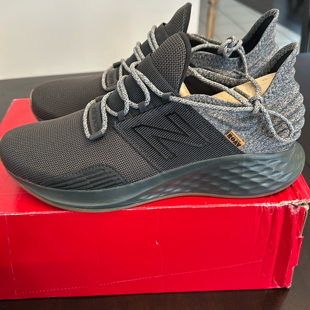 New Balance Black and Gray Knit Athletic Sneakers